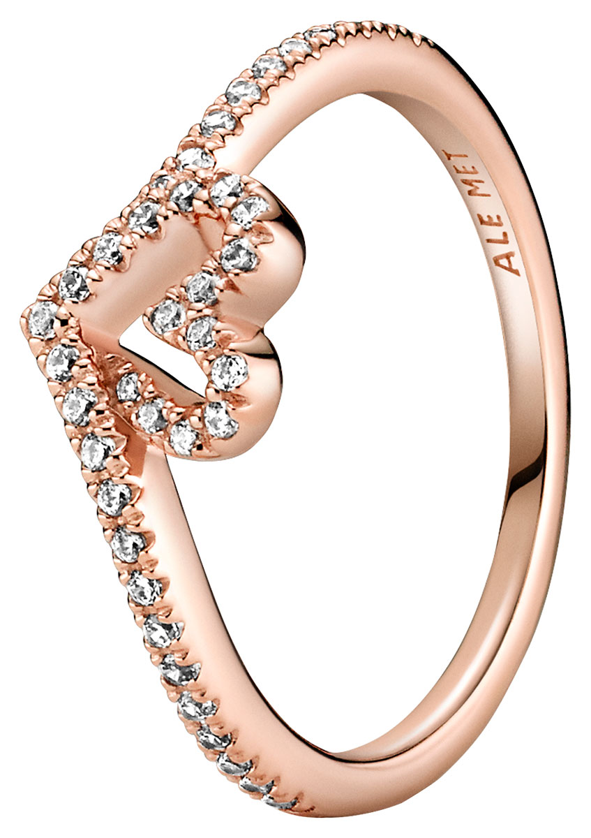 Pandora Sparkling Wishbone Heart ring 189302C01