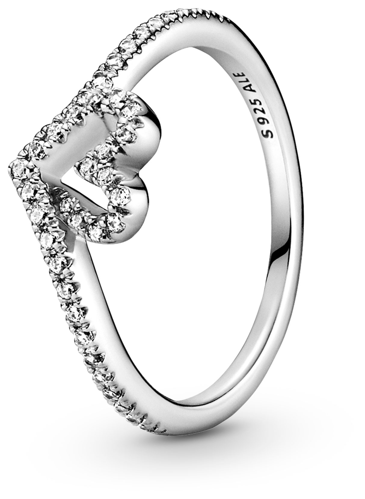 Pandora ring Stackable Sparkling Wishbone Heart 199302C01