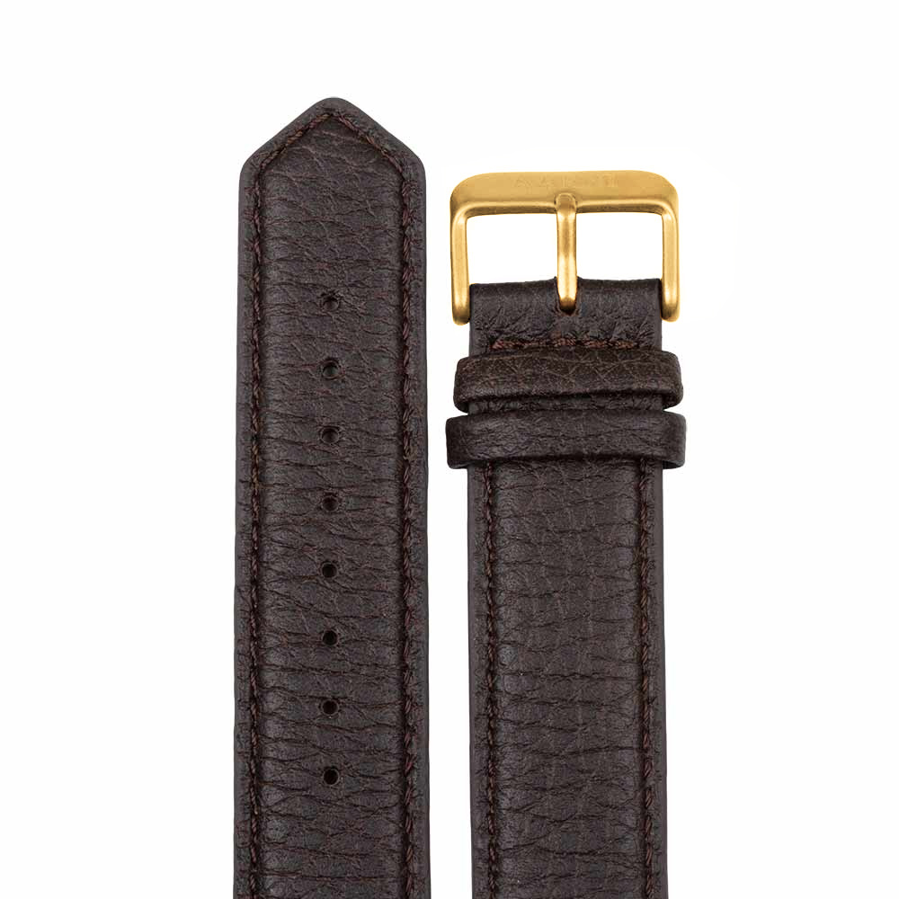 Aarni mörkbrunt armband i älgskinn 20mm guld