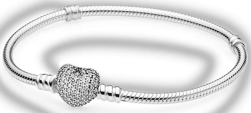 Pandora armband, pavéhjärta silver 590727CZ 20cm