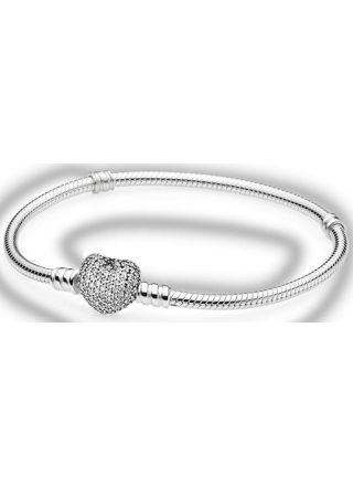 Pandora armband, pavéhjärta silver 590727CZ 20cm