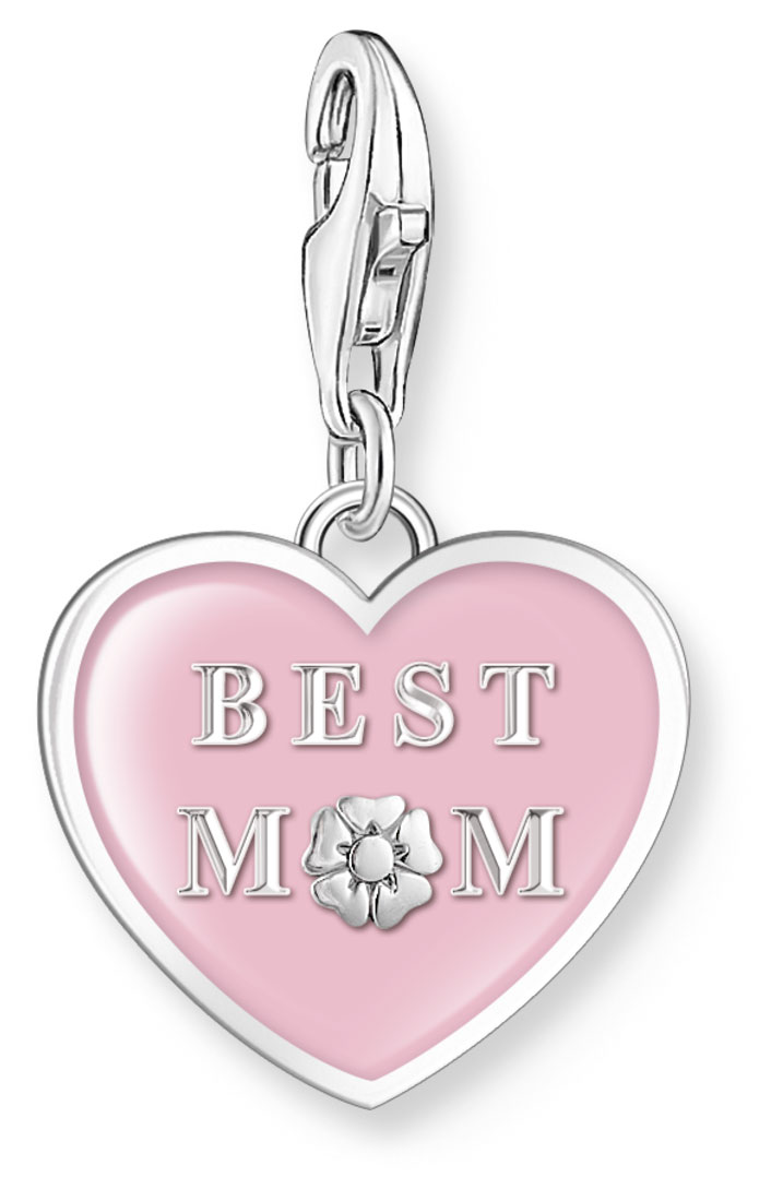 Thomas Sabo Charm Club Charmista pink heart with best mom silver berlock 2021-007-9