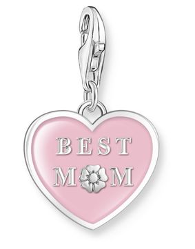Thomas Sabo Charm Club Charmista pink heart with best mom silver berlock 2021-007-9