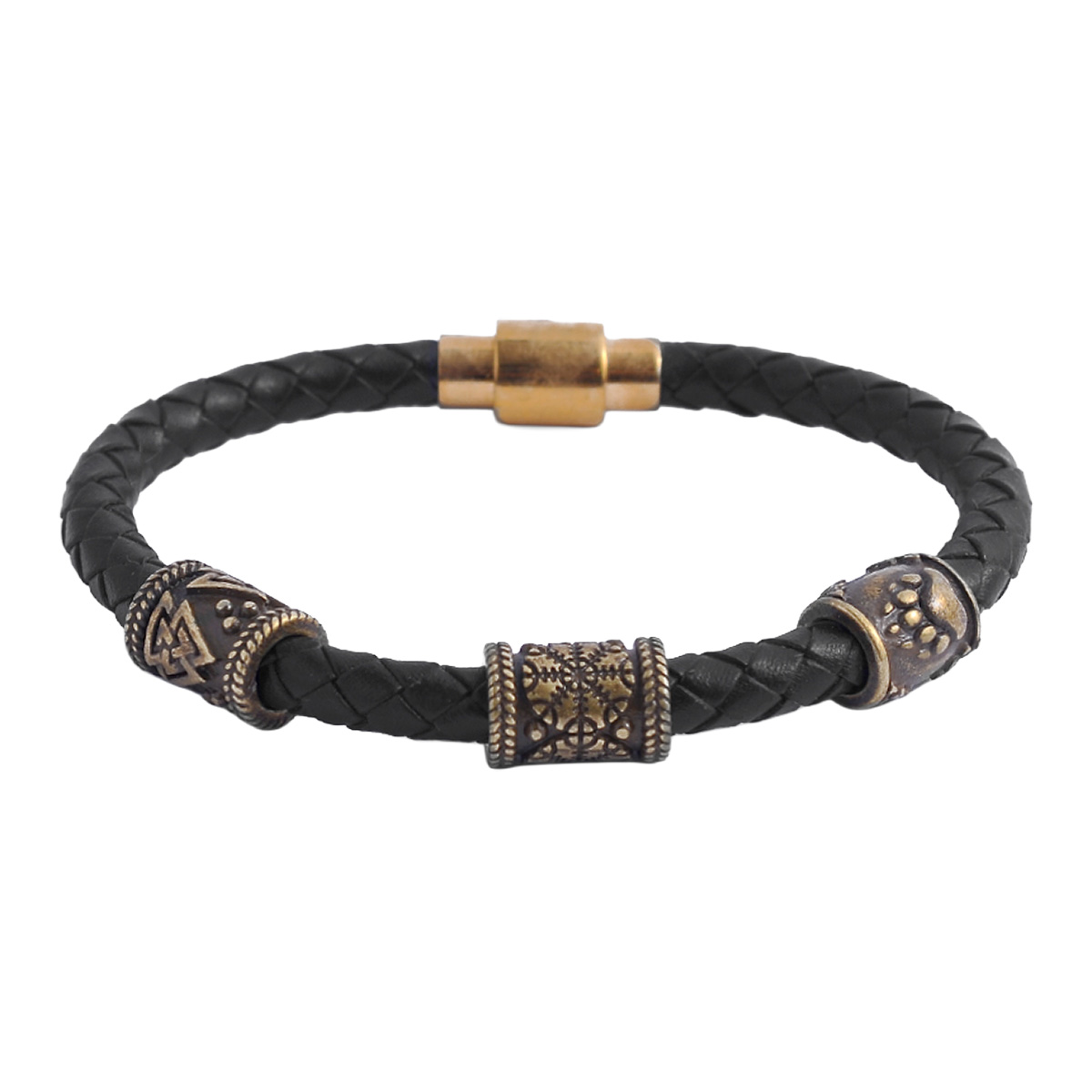 Lykken Viking svart armband i förgyllt stål