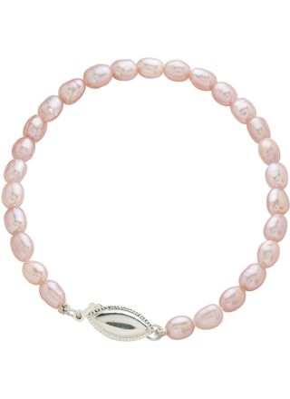 Pirami flickarmband med ovalt lås rosa pärla 14010096