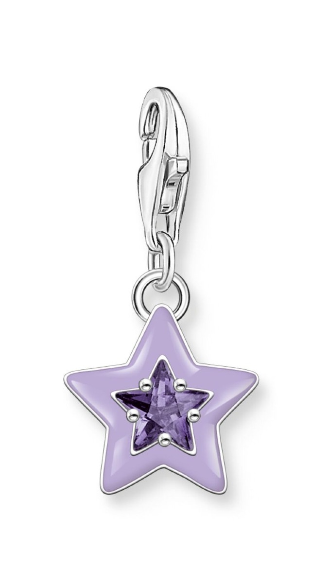Thomas Sabo Charm Club Charmista star purple stones enamel silver berlock 2039-041-13