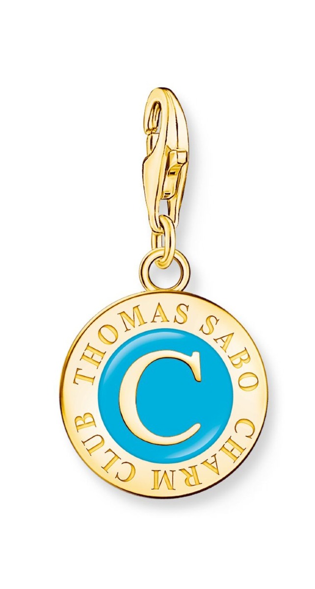 Thomas Sabo Charm Club Charmista turquoise Charmista Coin gold plated berlock 2099-427-17