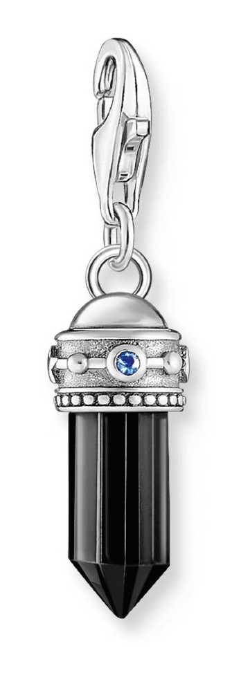 Thomas Sabo Charm Club Charmista hexagon onyx and red and sapphire blue stones silver berlock 2110-698-11