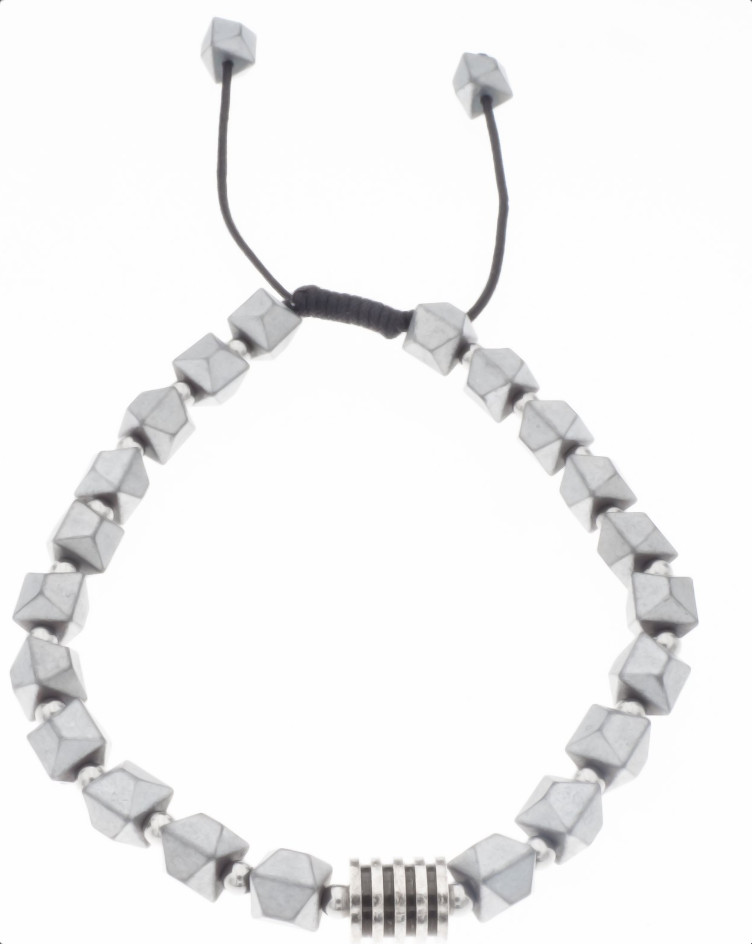 Silver Bar hematit prisma armband grå justerbärt 2197