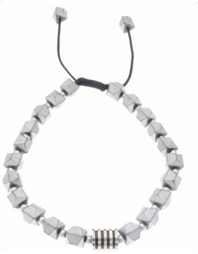 Silver Bar hematit prisma armband grå justerbärt 2197