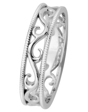 Kohinoor 013-252V Filigran Ring vitguld Laurel Glänsande