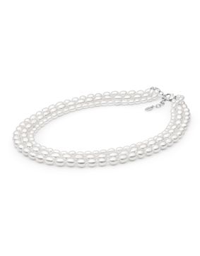 Gaura Pearls treradig pärlcollier halsband 222-67