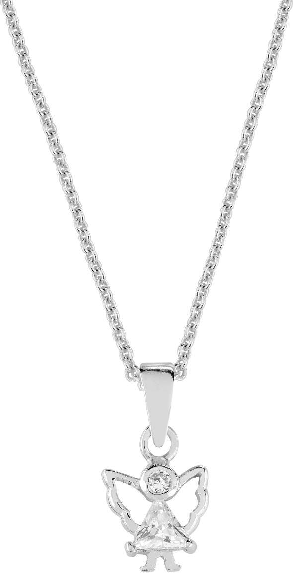 Lykka vit ängel dopsmycke silver