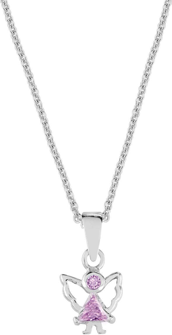 Lykka pink ängel dopsmycke silver