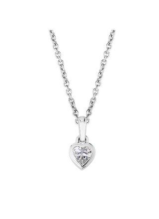 Lykka vit hjärta zirkonia dopsmycke
