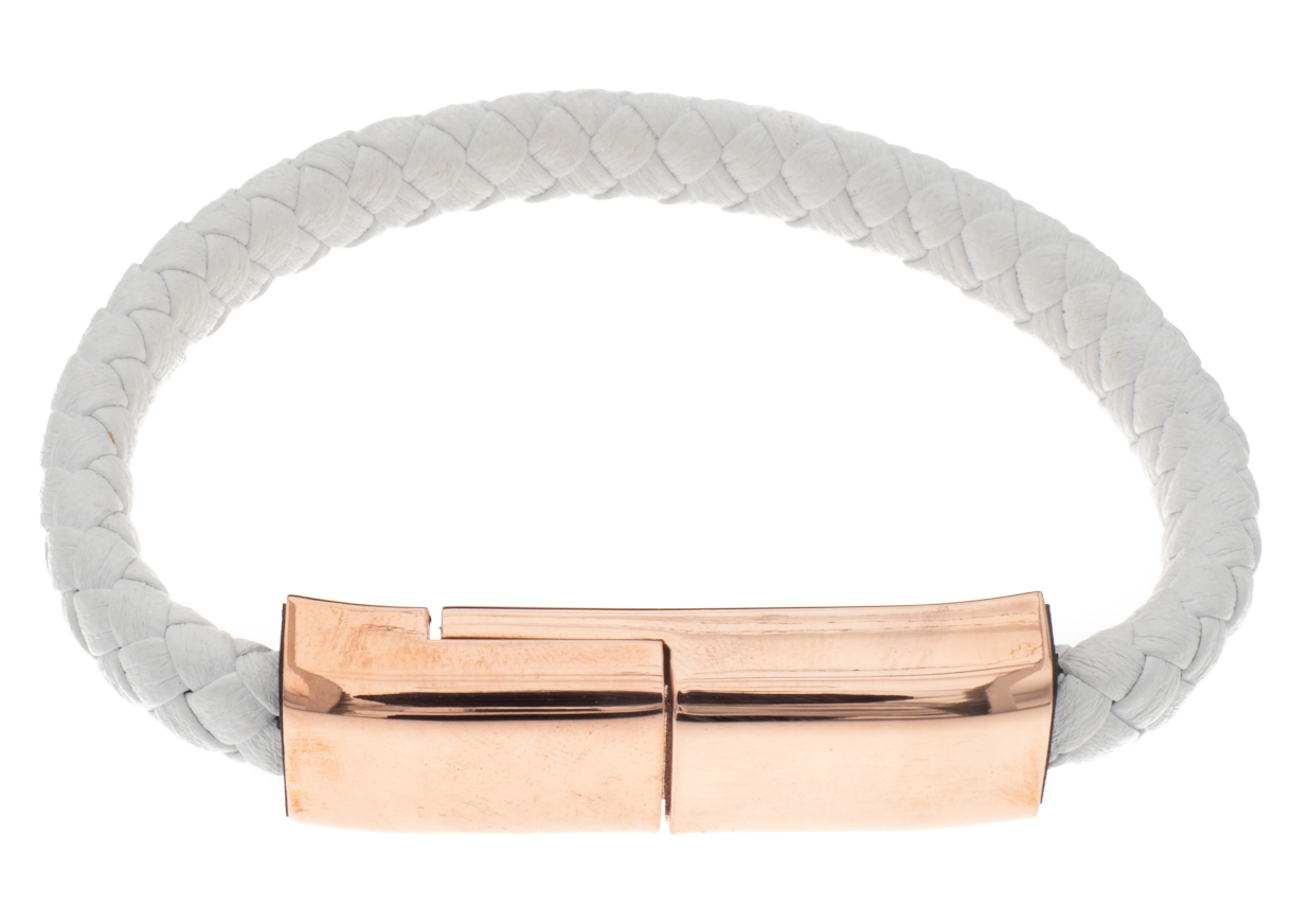 Silver Bar USB-laddnigskabel-armband vit för C-serien Android 18,5 cm 2288