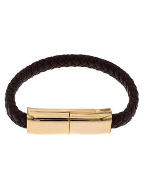 Silver Bar USB-laddnigskabel-armband brun C-serien Android 20,5 cm 2290