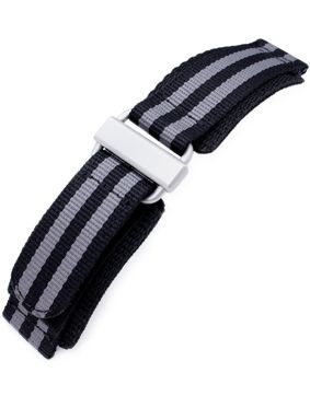 MiLTAT Black & Grey NyjBB Nylon Velcro armband 22mm 22B22EBR01N9H10