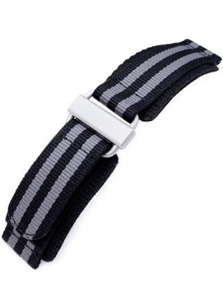 MiLTAT Black & Grey NyjBB Nylon Velcro armband 22mm 22B22EBR01N9H10
