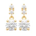 Lykka Casuals guldpläterade tripple stone hängande silverörhängen