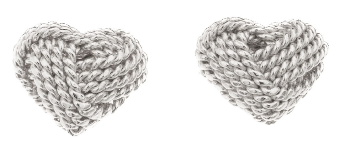 Silver Bar stickad hjärta örhängen 10 mm 2319 