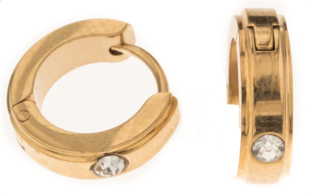 Silver Bar läkringar 4x12 mm stål med zirkon guldpläterad 2351