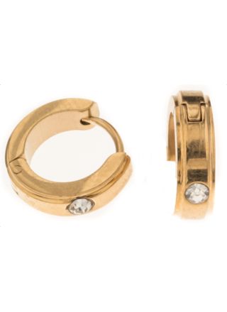 Silver Bar läkringar 4x12 mm stål med zirkon guldpläterad 2351