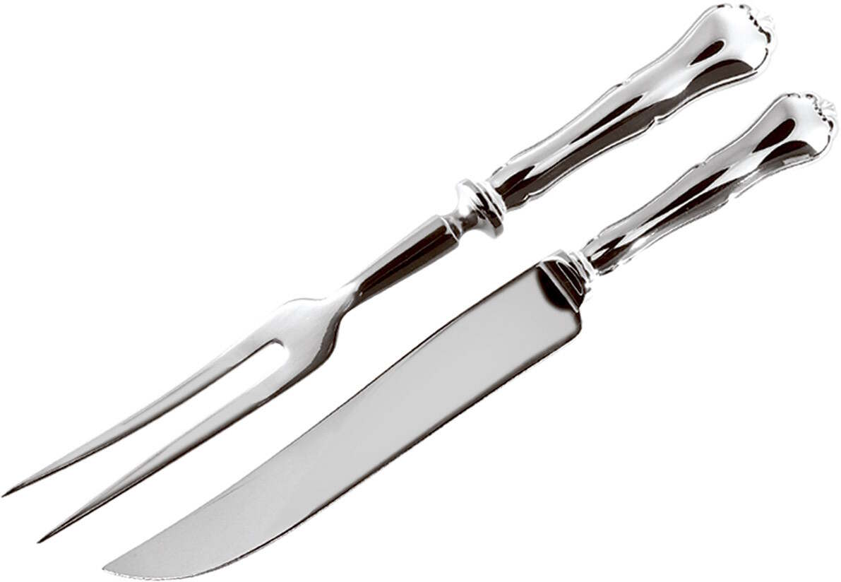 Chippendale stek sett i silver