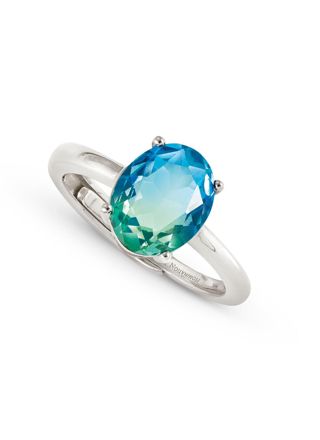 Nomination Symbiosi bicolor stones enstens silverring light blue-green fin. Silver 240800/025