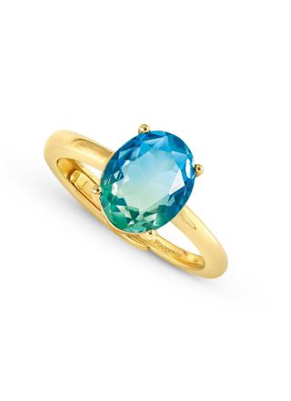 Nomination Symbiosi bicolor stones enstens guldpläterat silverring light blue-green 240800/026
