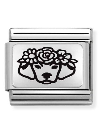 Nomination Classic Silvershine Dog Flowers 330111/24