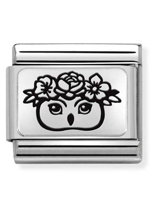 Nomination Classic Silvershine Owl Flowers 330111/30