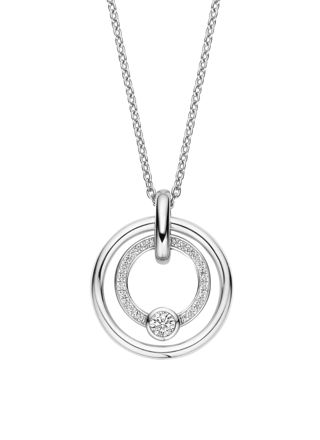 TI SENTO silverhalsband runt hänge 34056ZI/42