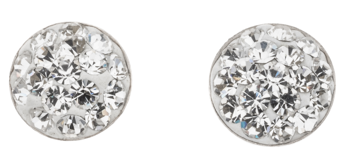 Silver Bar konvex örhängen pave klar 10 mm 3558