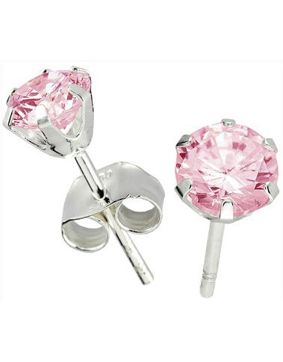 Silver Bar zirkonörhängen 4 mm ljusröd 3743