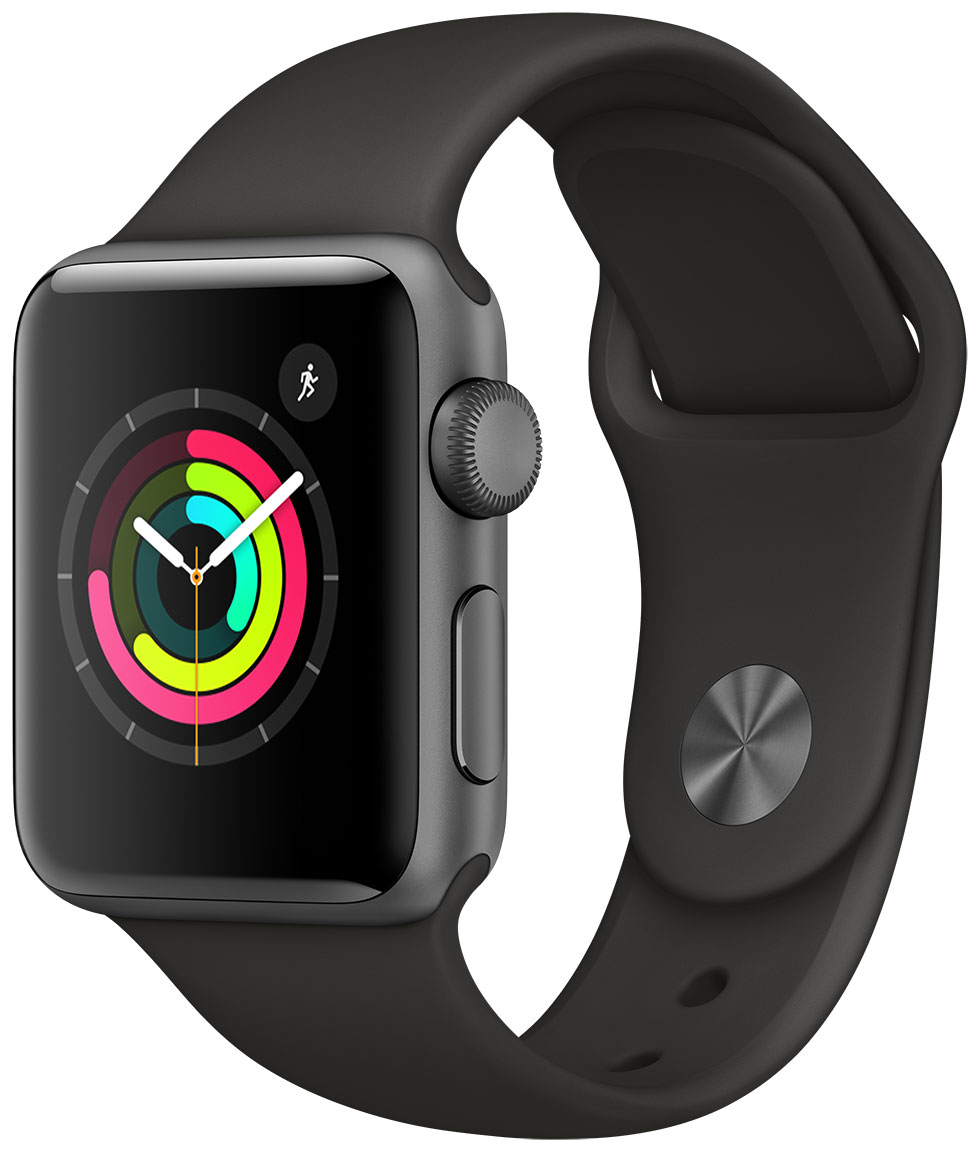 Apple Watch Series 3 GPS aluminiumboett rymdgrått 38mm sportband svart  MTF02FS/A