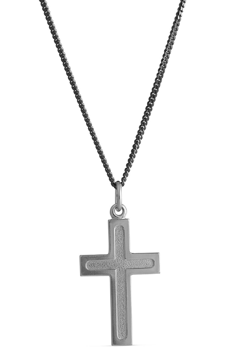 Top Gold silverkors med mattering borstat svart 42 5664 2500