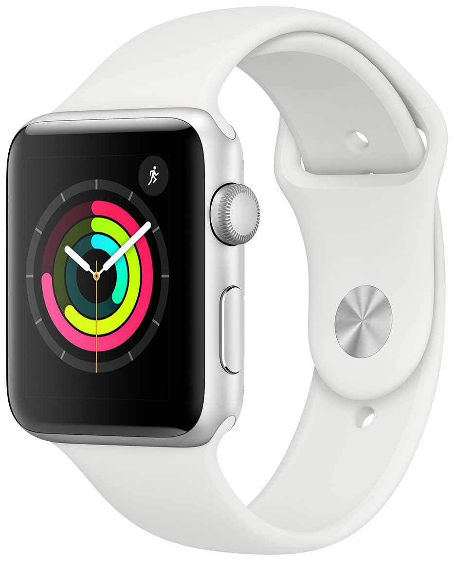 Apple Watch Series 3 GPS aluminiumboett silver 42mm sportband vit MTF22FS/A