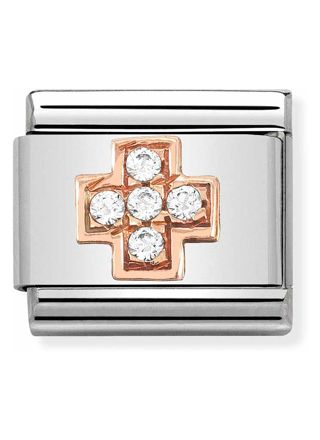 Nomination Composable Classic Link Rosegold Cross with Zirconia 430302 29