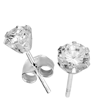 Silver Bar zirkon örhängen klar 5 mm 2383