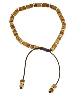 Silver Bar natural sten armband  latte justebart 4422