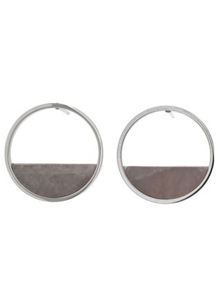 Silver Bar Ellips örhängen med natural sten 20 mm 4426