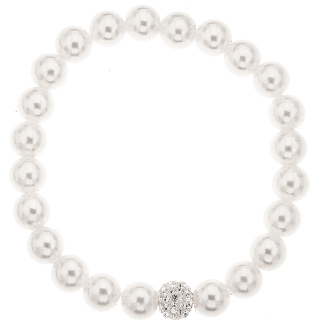 Silver Bar pärlemor armband flexibel one size vit 4842