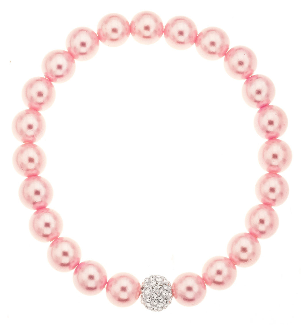 Silver Bar pärlemor armband flexibel one size ljusröd 4843 