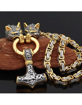 Varia Design Golden Wolves halsband silver-guld
