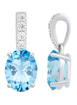 Lykka Elegance blå topas diamantberlock