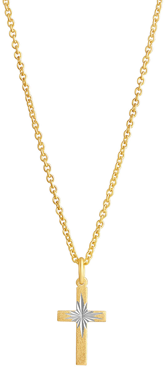 Top Gold silver mönstrat kors 10x18mm guldpläterad 5250891509