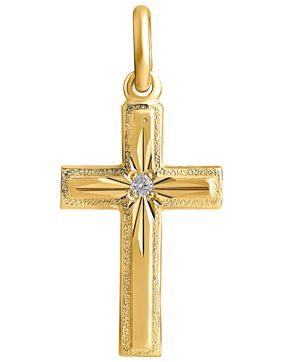 Top Gold silver kors 11x18mm diamant 0.01ct guldpläterad 525666154002