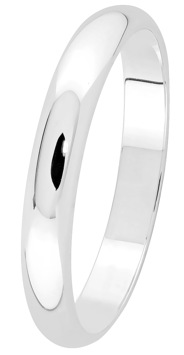 Lykka Exclusive halvrund förlovningsring slät vitguld