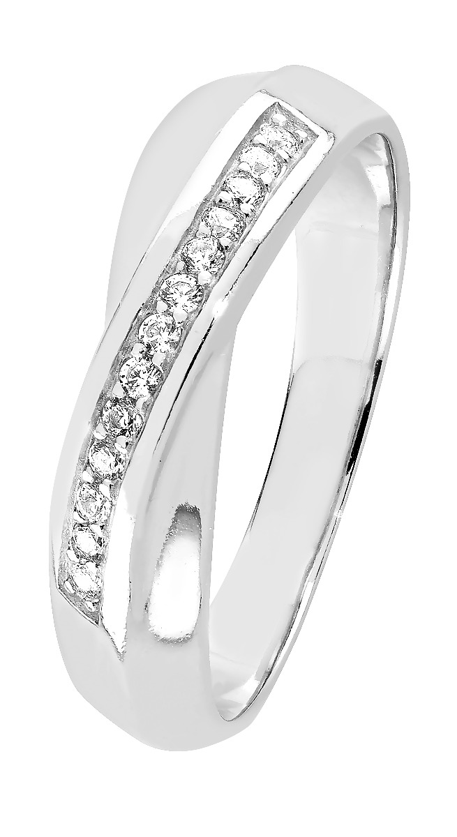 Lykka Casuals crossover silverring med zirkoniastenar